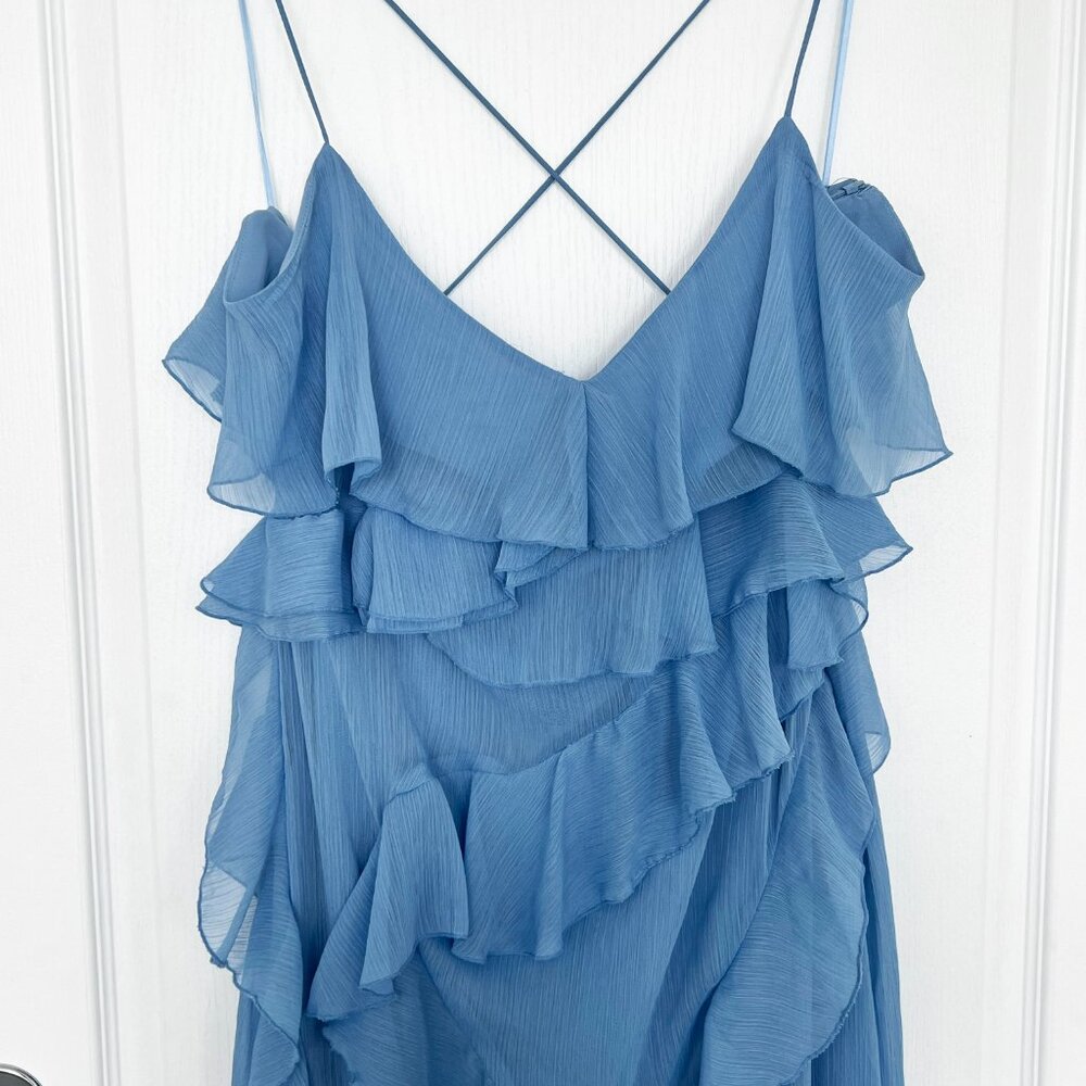 Ruffled Blue Occassion Maxi Dress - Picture 2 of 6